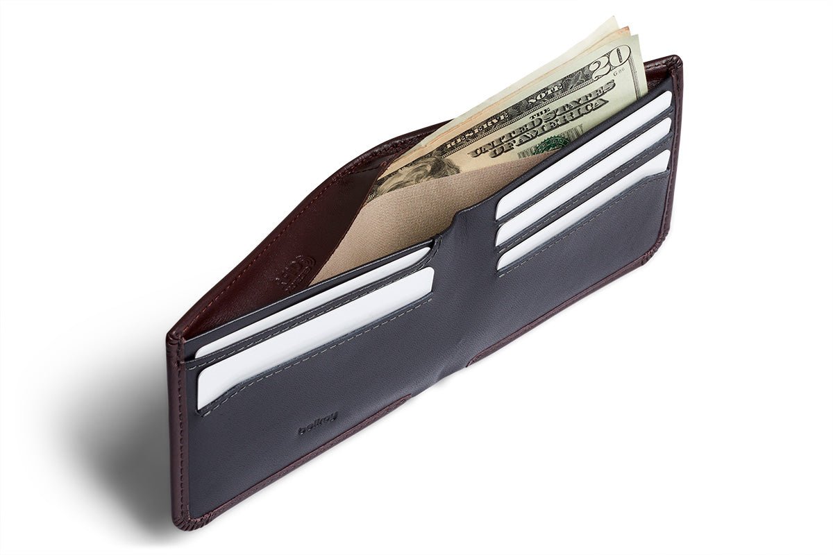 BELLROY Hide & Seek Bi Fold Wallet for Men - Slim RFID Blocking Leather Wallet in Deep Purple | Perfect for Everyday Carry, Travel & Minimalist Lifestyle