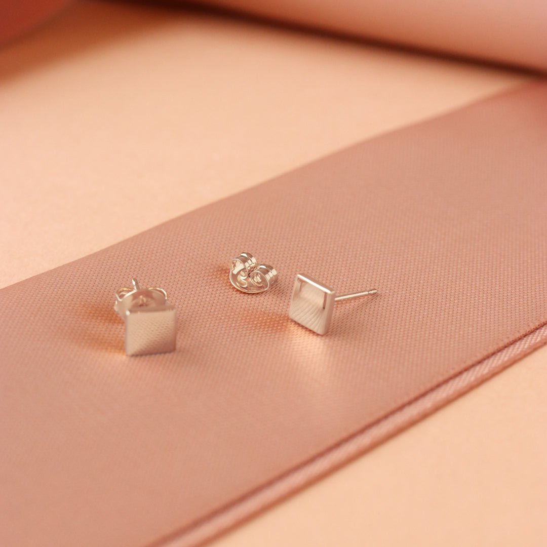 Tiny Poise Diamond Stud Earrings in Sterling Silver - Perfect for Everyday Wear & Special Occasions