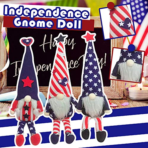 Patriotic Gnome Plush Decor Set - 3PCS Desktop & Room Decorations for Living Room, Election, and Home - Multicolor Hanging Ornaments for Holidays & Parties