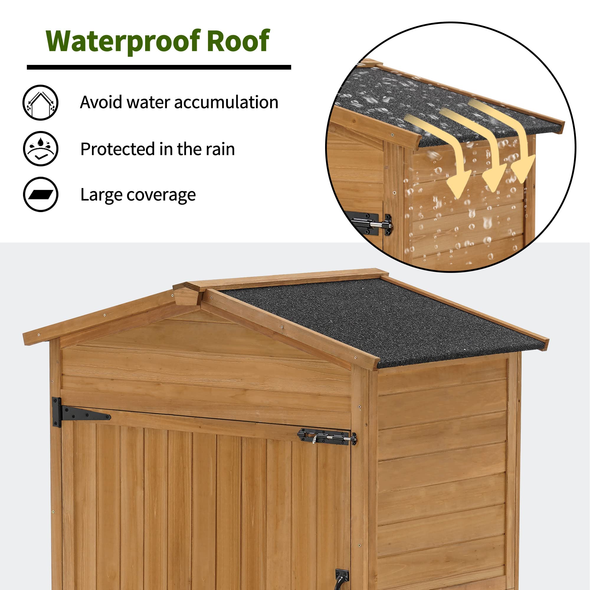 MCombo Large Outdoor Storage Cabinet with Folding Table - Oversized Wooden Garden Shed with Shelves & Lock - Weatherproof Patio Yard Storage for Tools, Lawn Equipment & Outdoor Gear - Perfect for Backyard, Garage & Poolside Organization