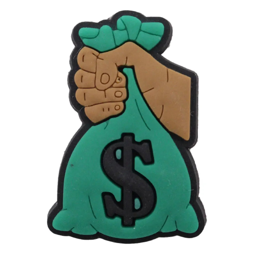 New 1pc Money Themed PVC Shoe Charms - Financial Freedom Decor for Slippers, Clogs & DIY Wristbands - Perfect for Crafting, Shoe Decoration & Festival Accessories