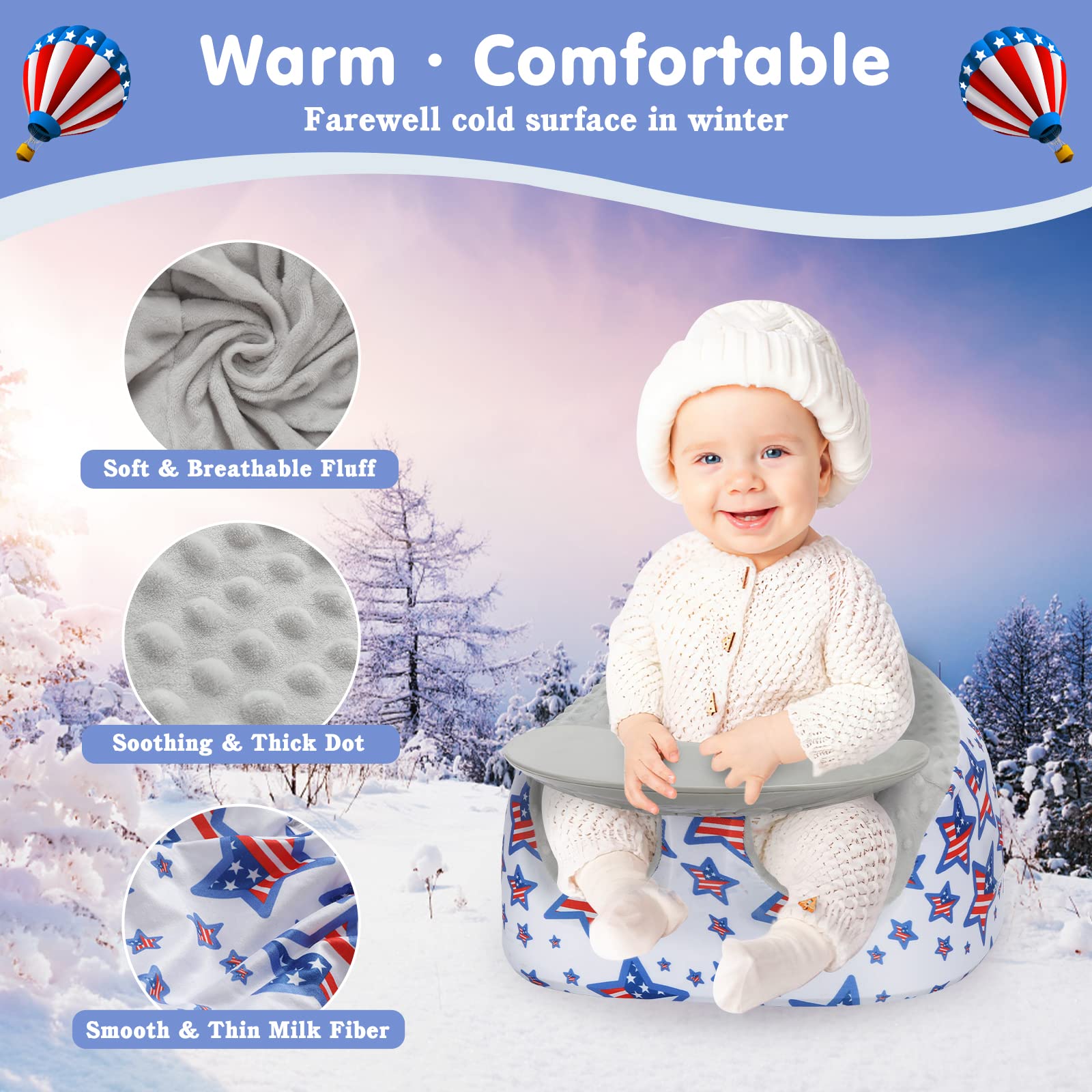 Washable Baby Seat Cover Compatible with Bumbo Multi Seat - Soft Chair Protector for Boys & Girls - Gray Star Pattern - Perfect for Feeding, Playtime & Travel Accessories