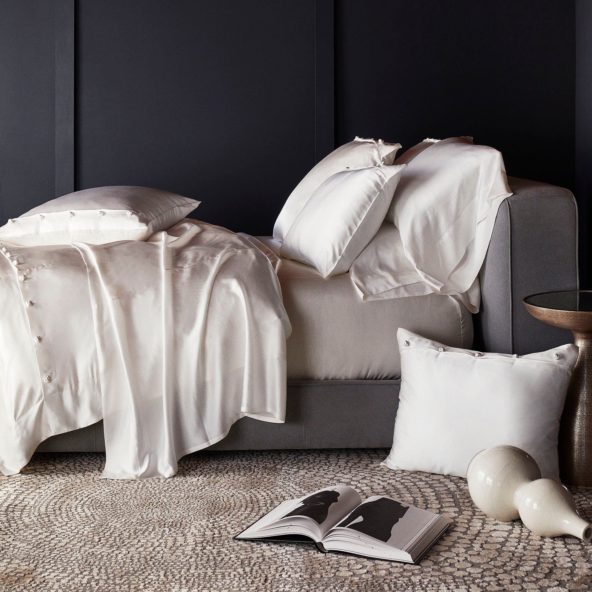 Luxury Charmeuse Pillow Sham with Elegant French Knots - Perfect for Master Bedroom & Guest Room Decor