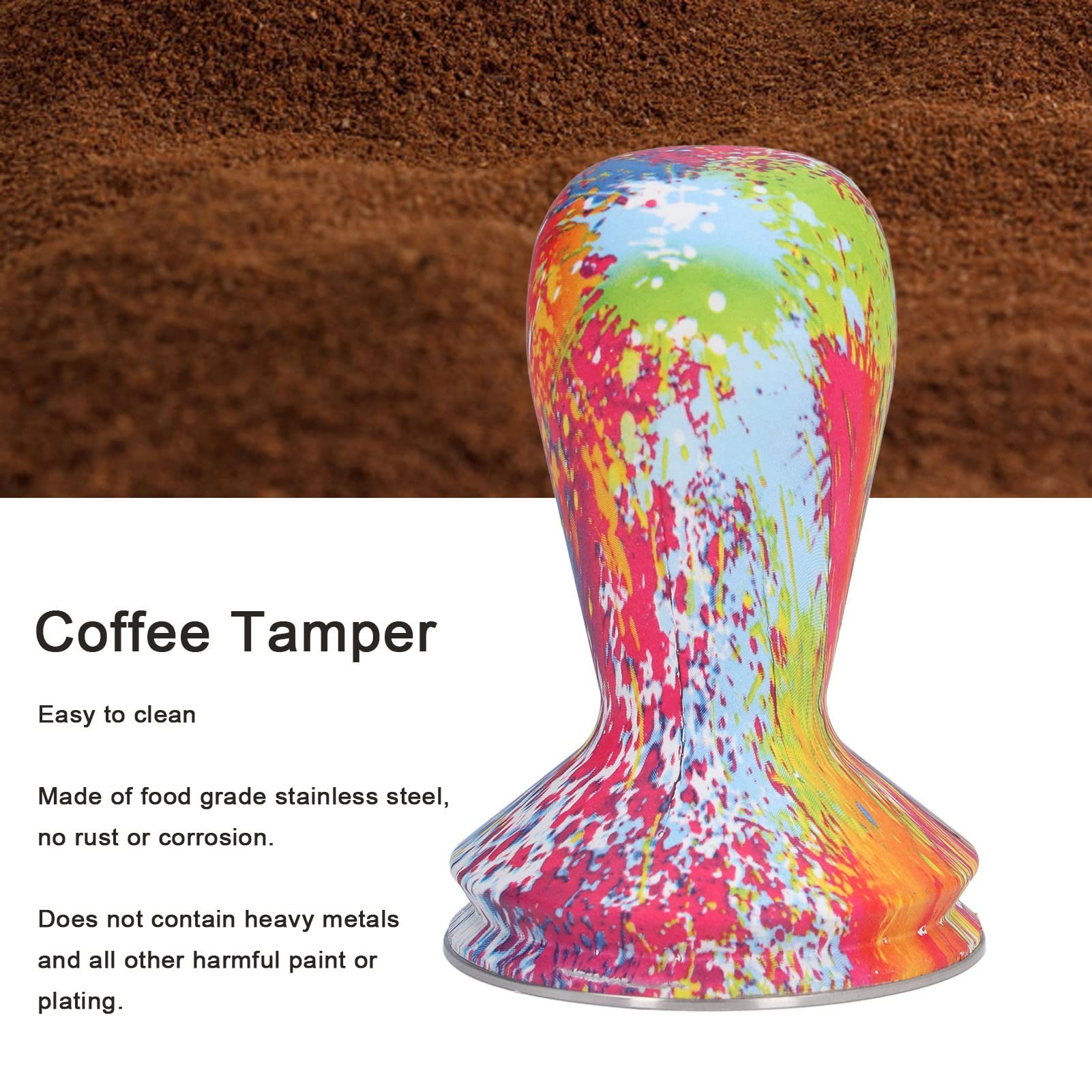 Premium Coffee Bean Tamper - Stainless Steel Anti-Rust Espresso Tamper with Ergonomic Handle for Baristas & Home Brewing - Perfect for Office, Cafe & Coffee Enthusiasts