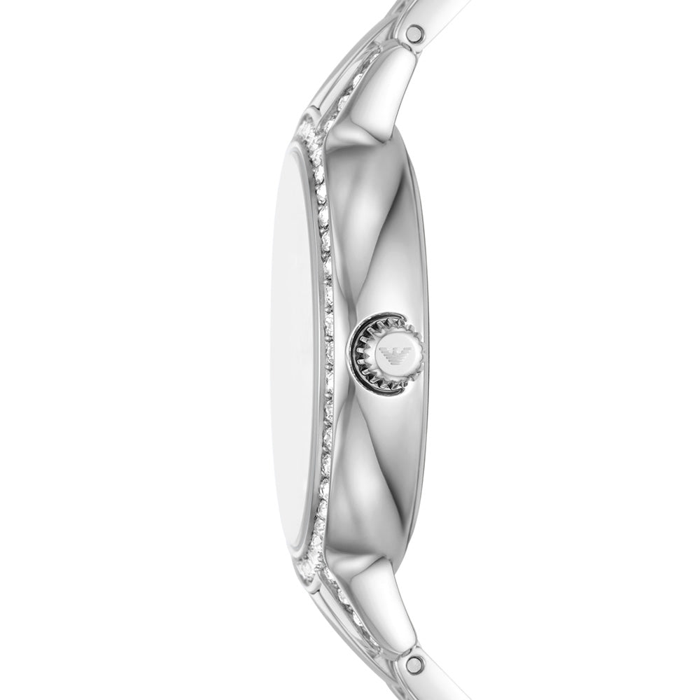 Emporio Armani AR11484 Cleo Stone Set Women's Watch - Luxury Stainless Steel Bracelet with Crystal Accents for Everyday Wear & Special Occasions