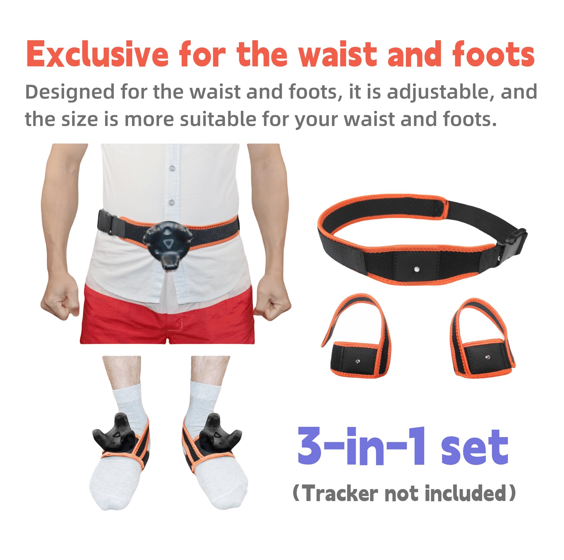 2024 New Model VR Tracker Straps Waist+Feet 3-in-1 Full Body Tracking Belt - Compatible with Vive Tracker, Ultimate Tracker & Tundra Tracker - Perfect for VR Chat, Dance Dash, Beat Saber & FBT Apps - Enhanced Immersion for Gaming, Fitness & Virtual Socializing