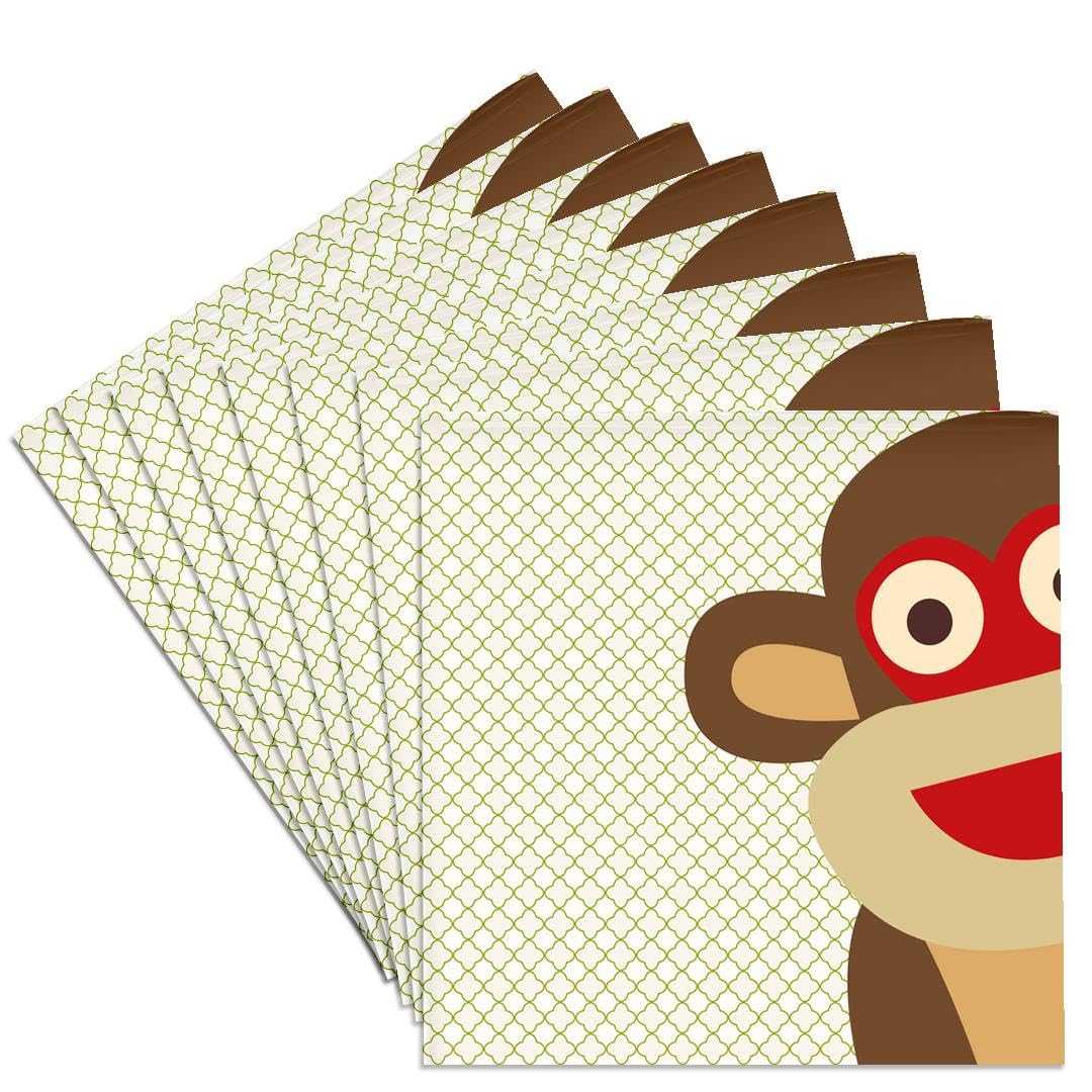 3dRose CST_63511_4 Sock Monkey Peeking Around Corner Cute Animal Art Ceramic Tile Coasters Set of 8 - Perfect for Coffee Tables, Home Decor & Gift Giving