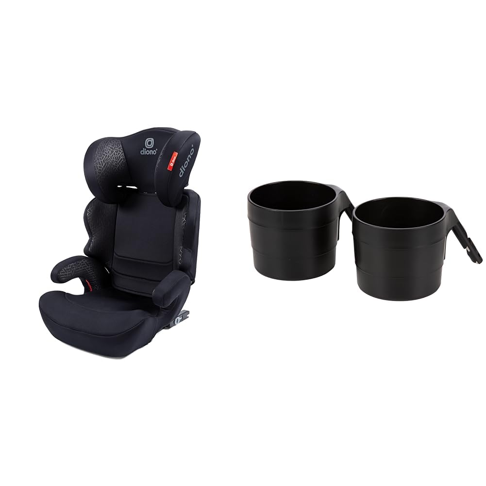 Diono Everett NXT High Back Booster Car Seat - Rigid LATCH, Lightweight Slim Fit Design with XL Cup Holders for Radian & Everett Seats (2-Pack, Black) | Safe for Kids 4-12 Years | Perfect for School, Travel & Family Road Trips