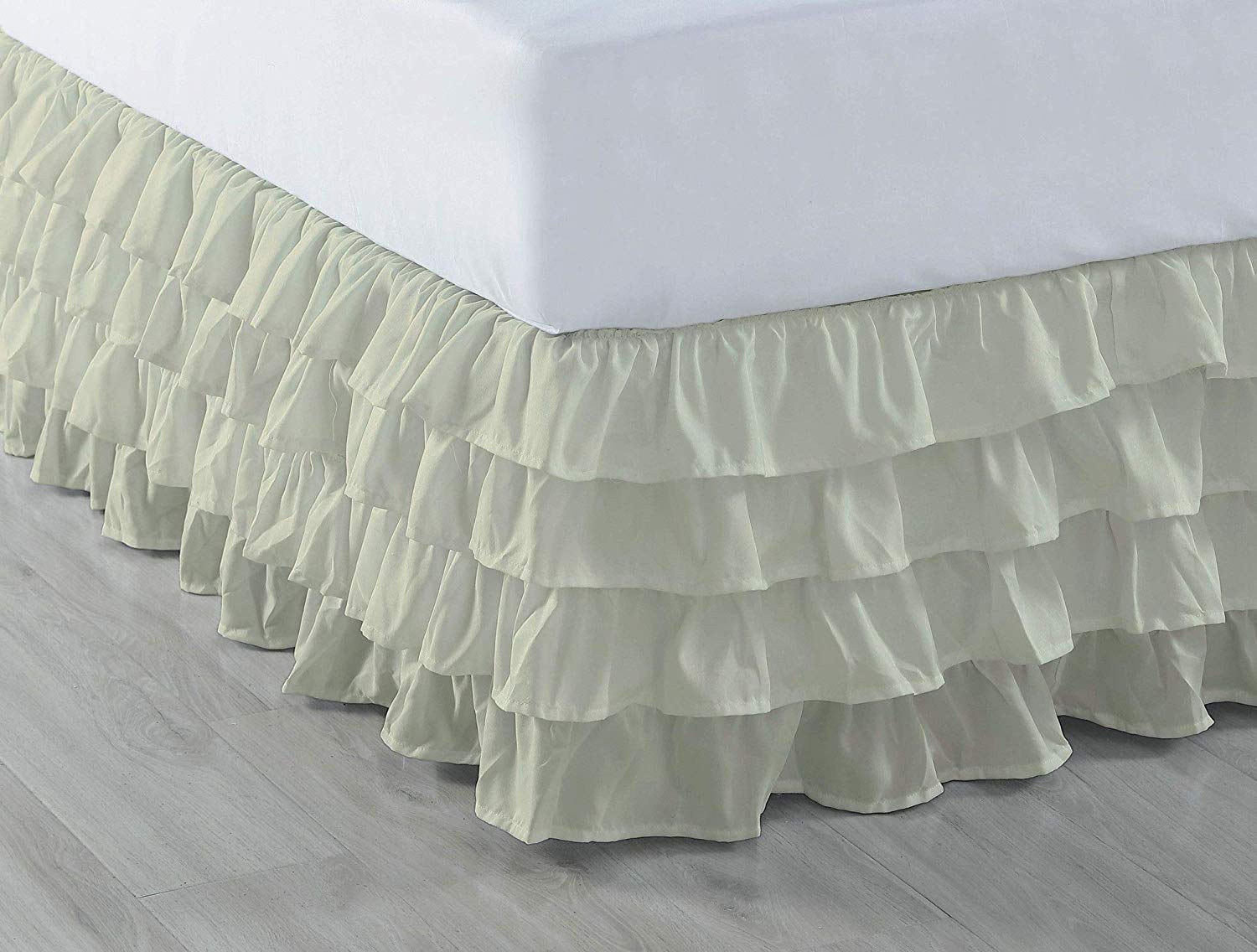 Exotica Collection 100% Organic Cotton Multi Ruffled Waterfall Bed Skirt - 4-Tier Layer Ruffled Design, 15