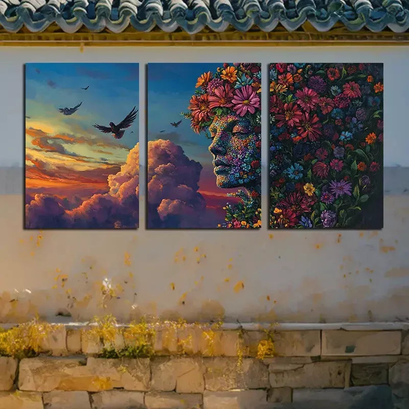 3-Piece Fantasy Art of Mother Gaia Wall Art Set - Framed Canvas 50x70cm - High Quality Print - 100% Australian Made - Ready to Hang - Perfect for Living Room, Bedroom & Office Decor