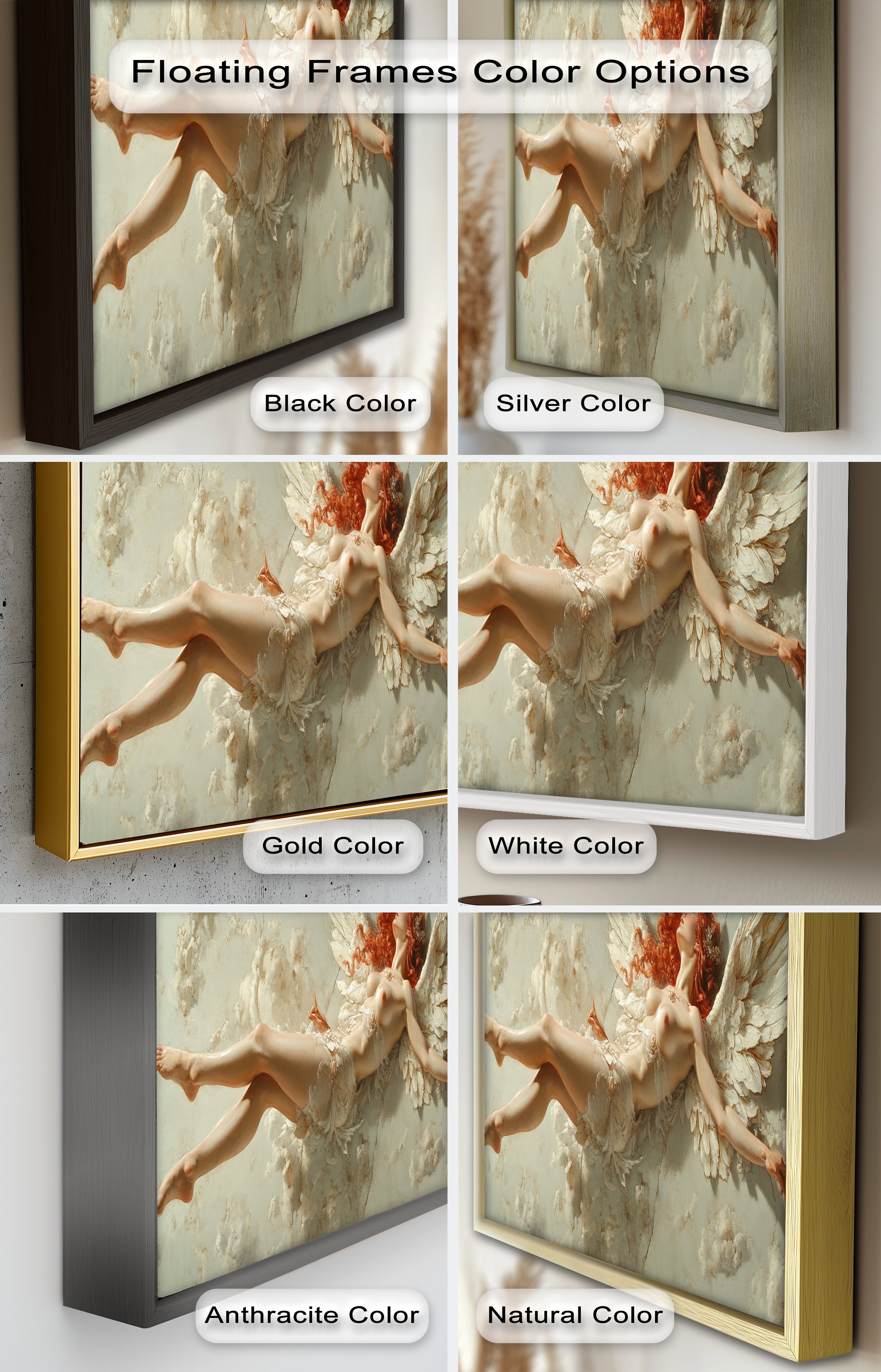 Ascension of the Flame - Mythological Angel Oil Painting Wall Art for Home Decor, Living Room, Bedroom & Office