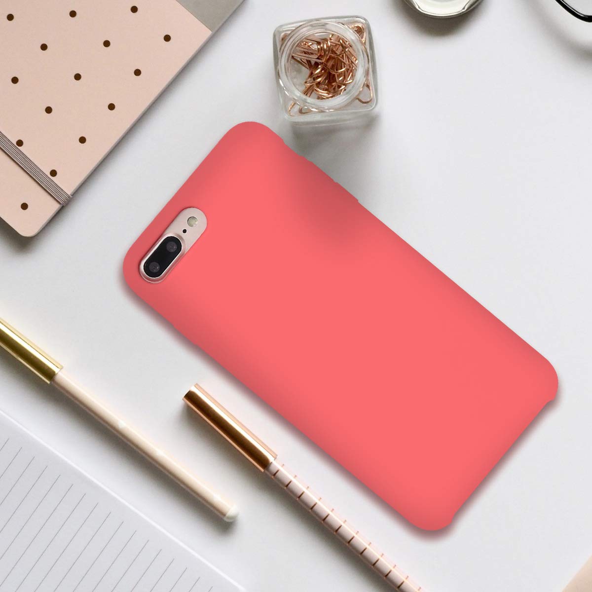 kwmobile Shockproof TPU Silicone Case for Apple iPhone 7 Plus/iPhone 8 Plus - Soft Protective Phone Cover in Neon Coral - Perfect for Everyday Use, Outdoor Activities & Travel Protection