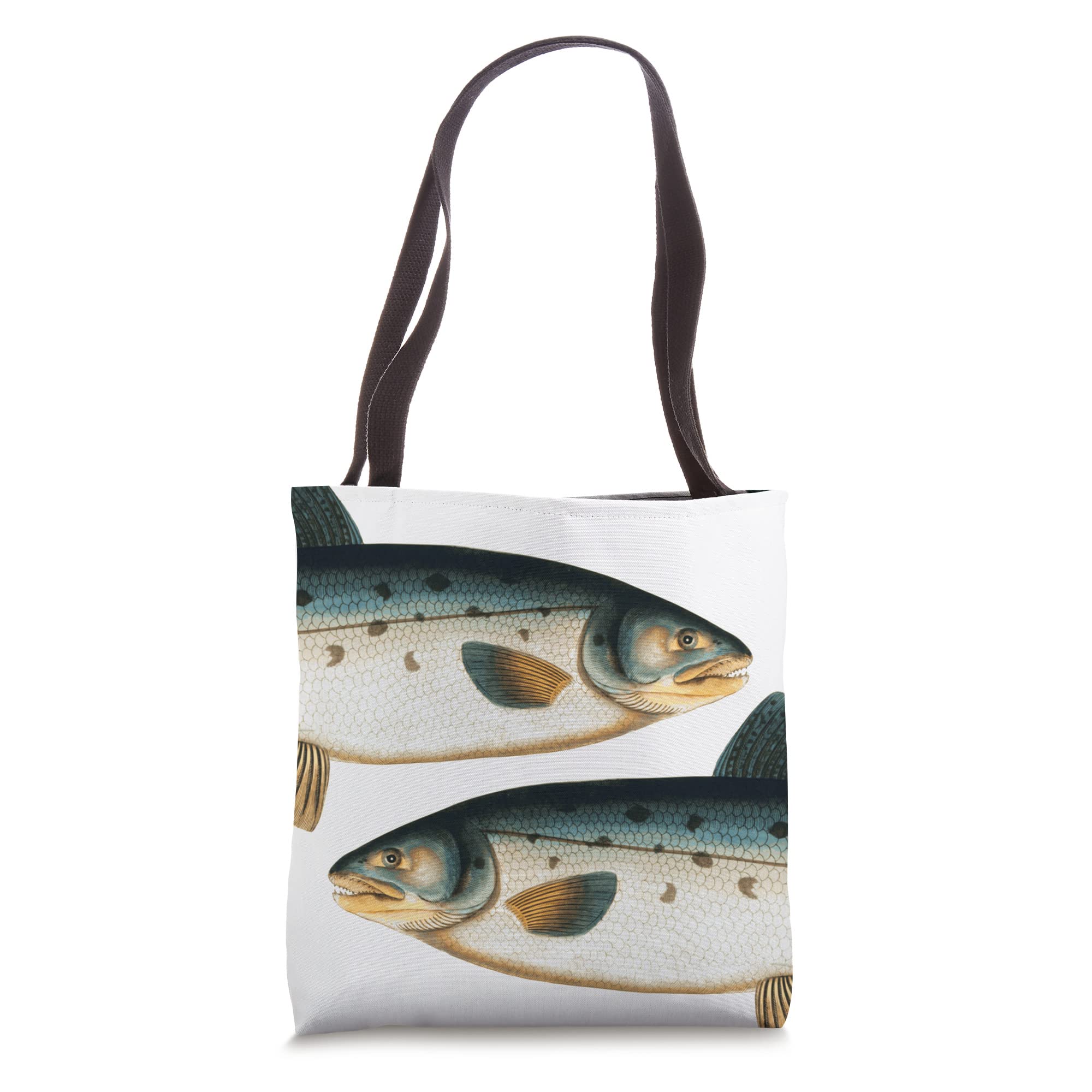 Premium Salmon Fish Print Tote Bag - Eco-Friendly Reusable Shopping Bag for Groceries, Beach & Farmers Market - Cute Fish Design for Women & Men