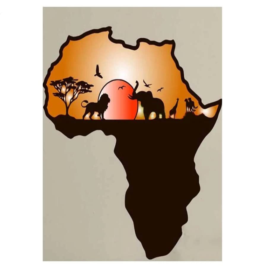 Diamond Painting Kit - African Elephant & Giraffe Full Round Drill DIY Art (12x16 Inch) | Rhinestone Mosaic Cross Stitch Craft for Home Wall Decor | Perfect Gift for Adults & Kids | Relaxing Hobby & Stress Relief Activity