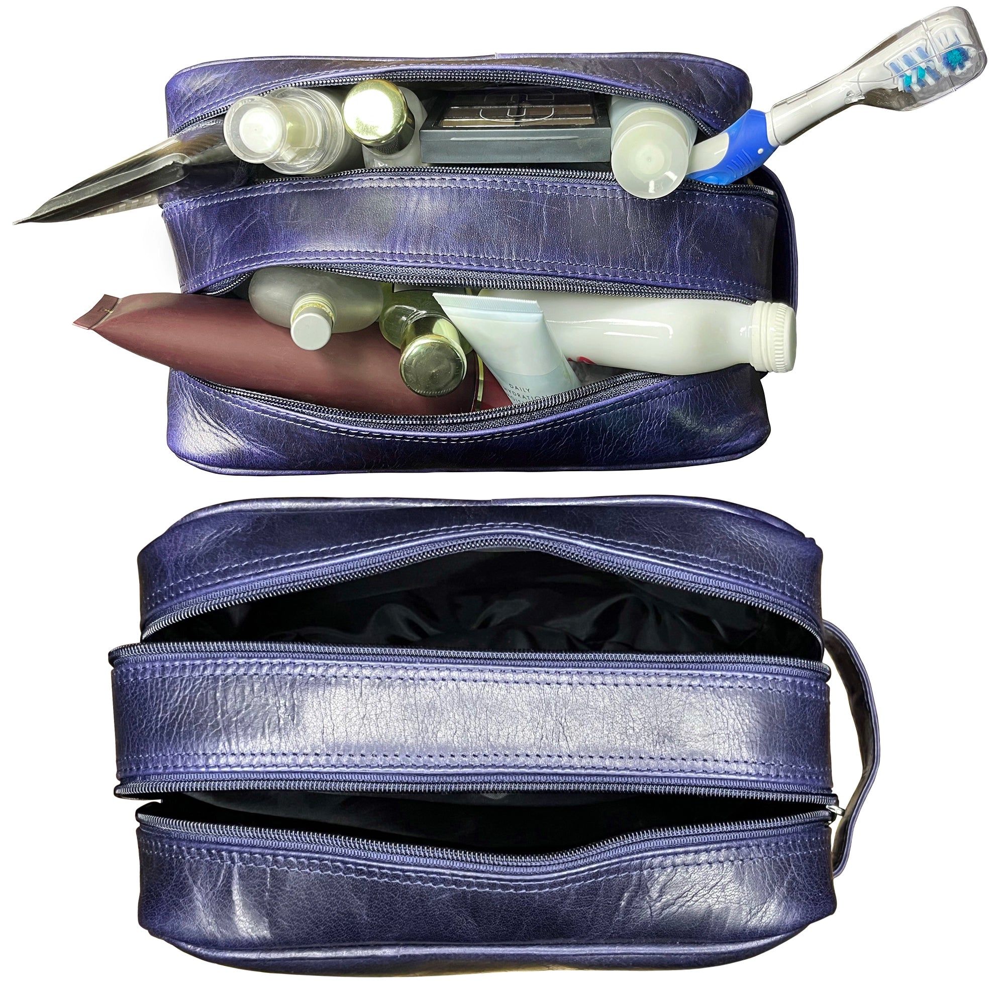 Johnny Men's Leather Travel Dopp Kit - Oxford Blue Toiletry Bag for Men | Perfect for Gym, Business Trips & Weekend Getaways