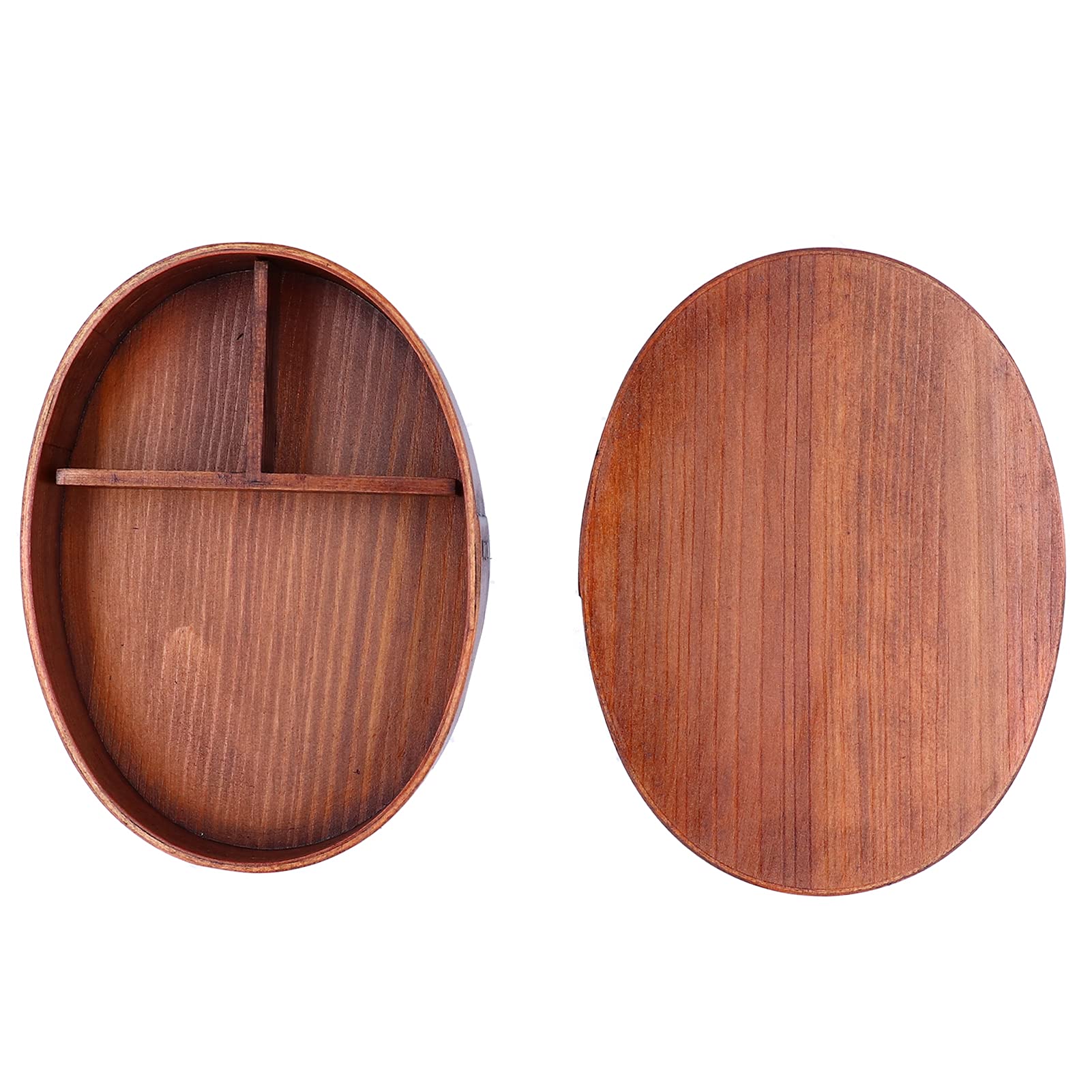 Japanese Bento Box - Wooden Oval Sushi Lunch Container for Adults, Students & Workers | Eco-Friendly Food Storage | Perfect for Office, School & Picnics