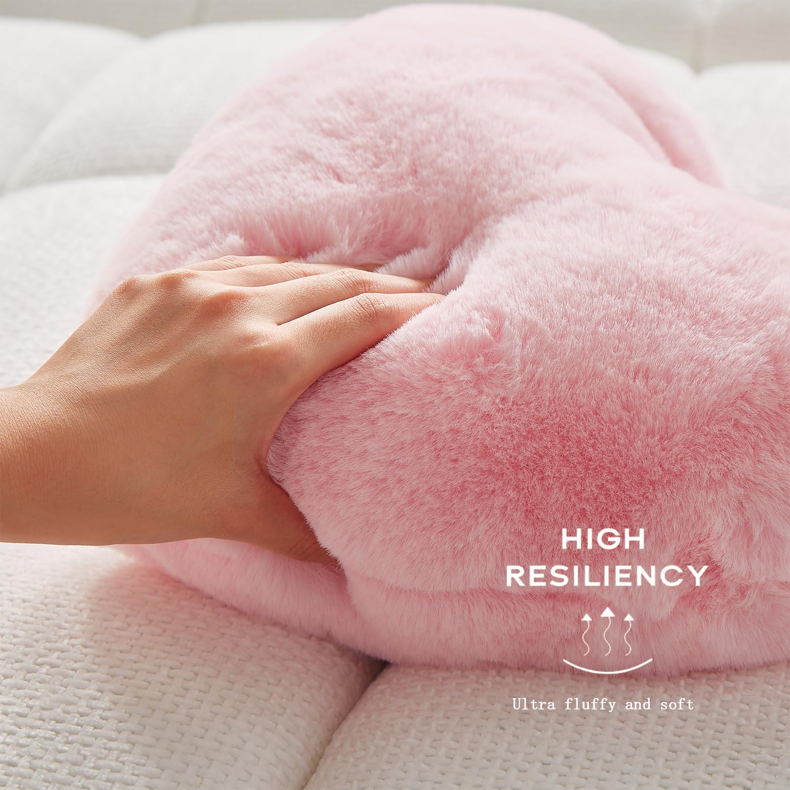 YRXRUS 14x17 Inch Large Heart Shaped Pillow - Soft Faux Rabbit Fur Coquette Decor Throw Pillow for Valentine's Day, Mother's Day & Anniversary Gifts - Perfect for Living Room, Bedroom & Romantic Home Decor