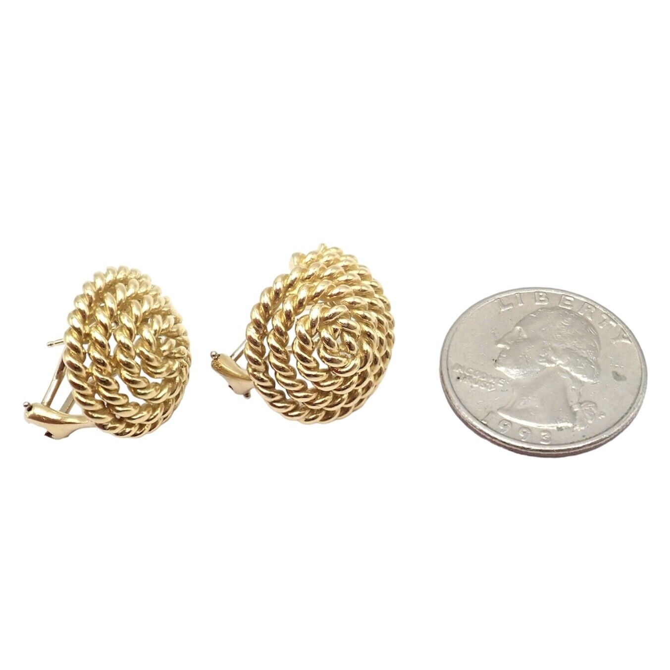 Authentic Vintage Tiffany & Co 18k Yellow Gold Large Coiled Rope Earrings - Luxury Jewelry for Women, Perfect for Weddings, Parties & Special Occasions