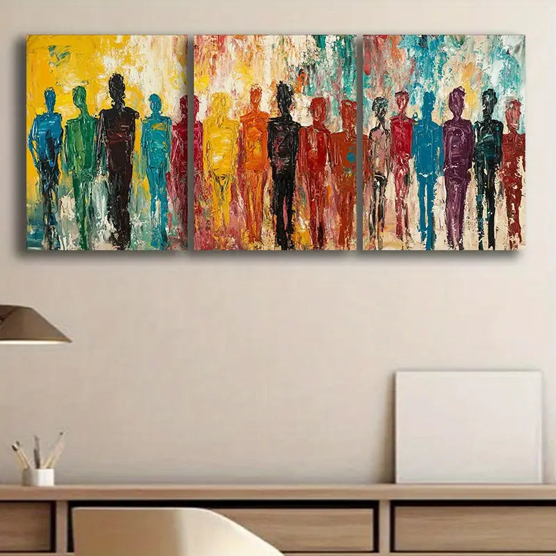 3-Piece Metal Wall Art Print - Ready to Hang Modern Home Decor for Living Room, Bedroom & Office - Set of People Silhouette Artwork