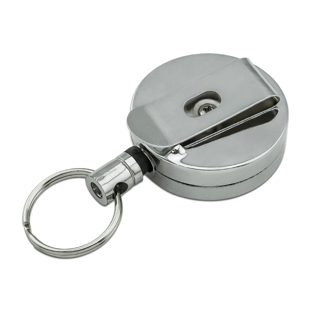 Superman Super Dad Shield Logo Heavy Duty Metal Retractable ID Badge Holder with Belt Clip - Key Card Tag Organizer for Work, Security & Office Professionals