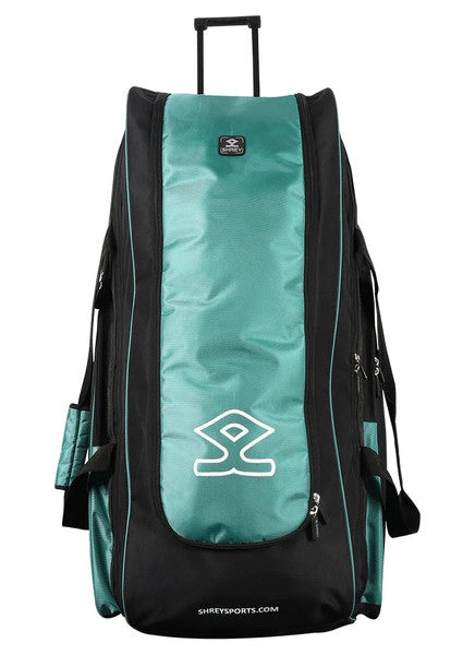 Shrey Match Wheelie Bag - Black & Green Rolling Luggage for Travel & Business Trips - Durable Spinner Suitcase with Smooth Wheels