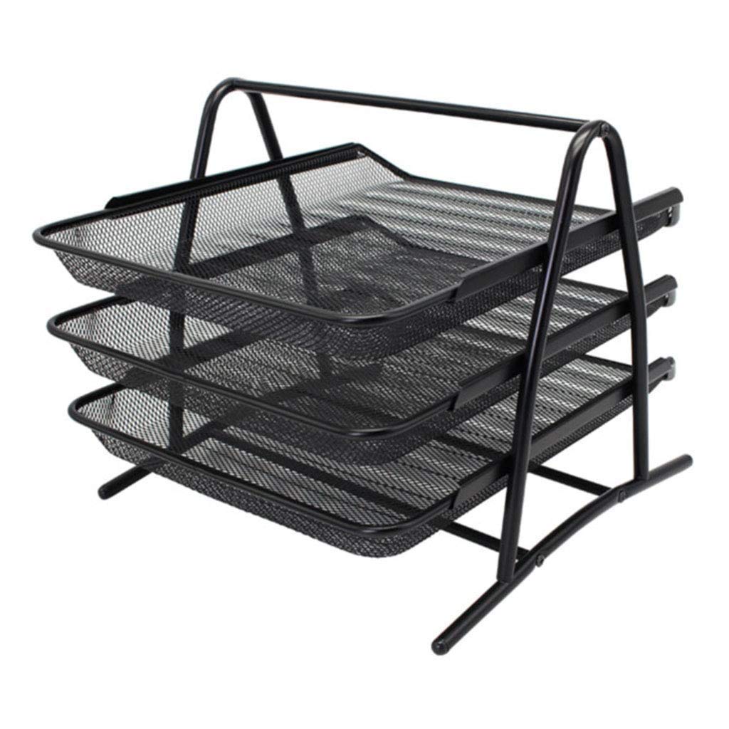 3 Tier Metal Mesh File Holder - Desk Organizer for Documents, Magazines & Office Supplies | Home & Office Storage Solution for Clutter-Free Workspace