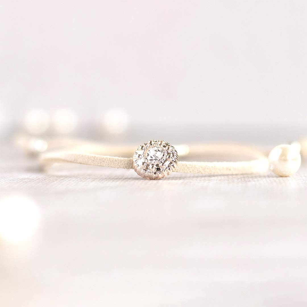Flower Girl Bracelet Gift Set - Ivory with Thank You Card for Weddings