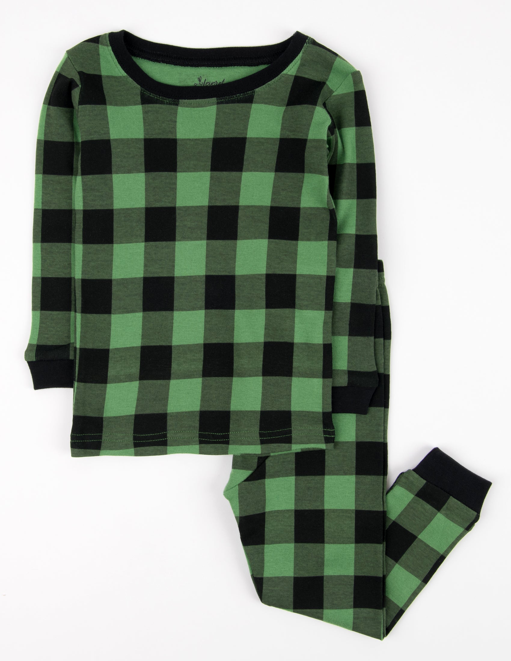 Kids Black & Green Plaid Cotton Pajamas - Soft & Comfortable Sleepwear for Boys & Girls - Perfect for Bedtime, Lounging & Family Matching Outfits