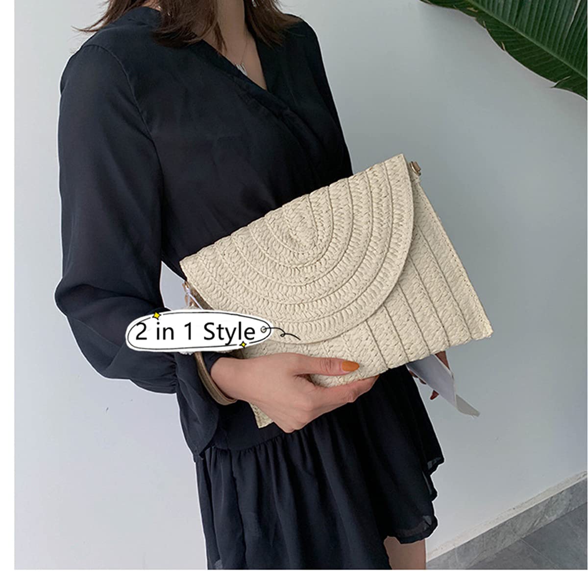Eco-Friendly Straw Shoulder Bag for Women - Beach Tote, Crossbody Clutch, Casual Purse & Wallet - Perfect for Summer Vacations, Pool Parties, and Boho Fashion Accessories
