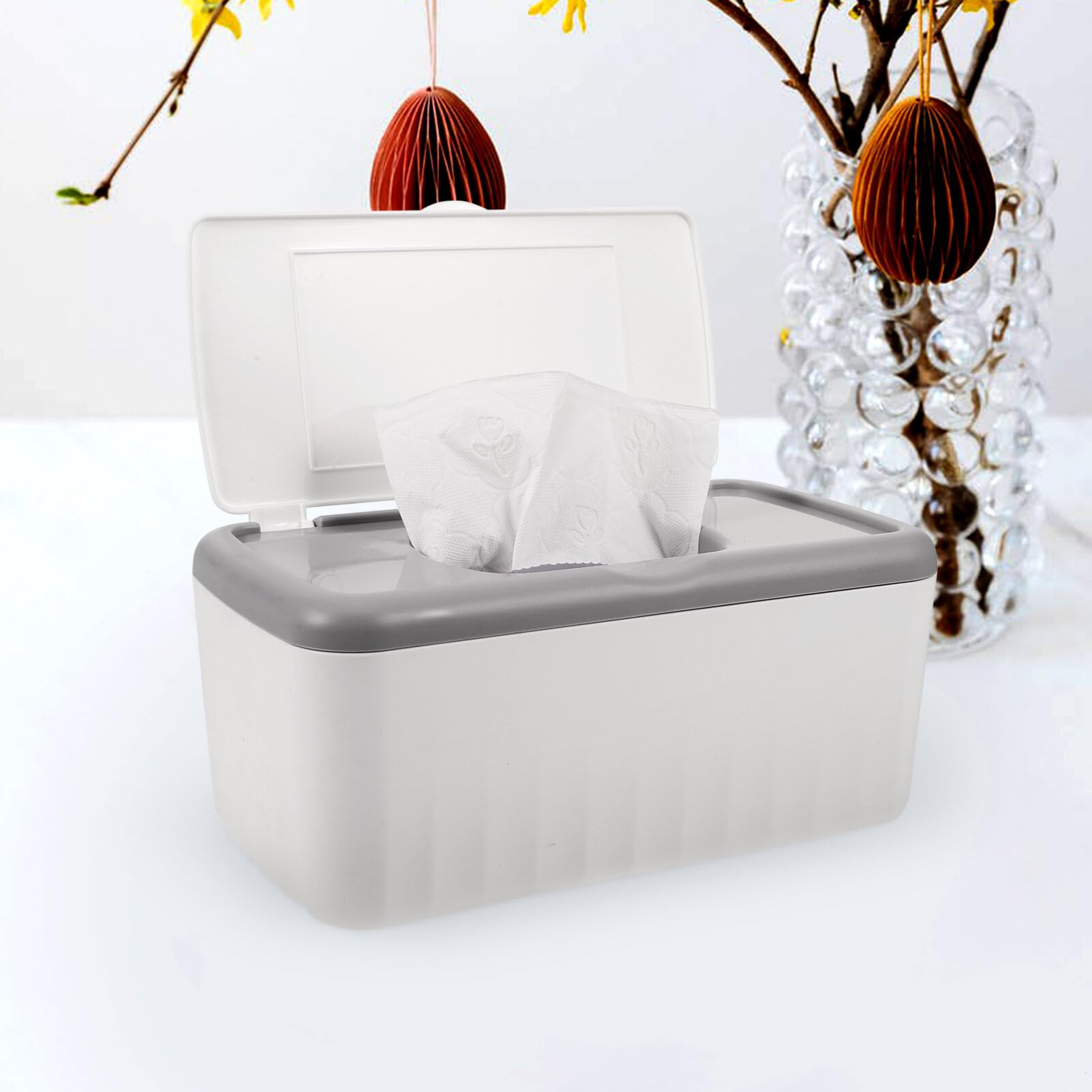 Luxshiny Baby Wipes Dispenser - Plastic Storage Box with Lid for Facial Tissues & Wipes | Portable & Hygienic Solution for Diaper Changes, Nursery, Travel & On-the-Go Use