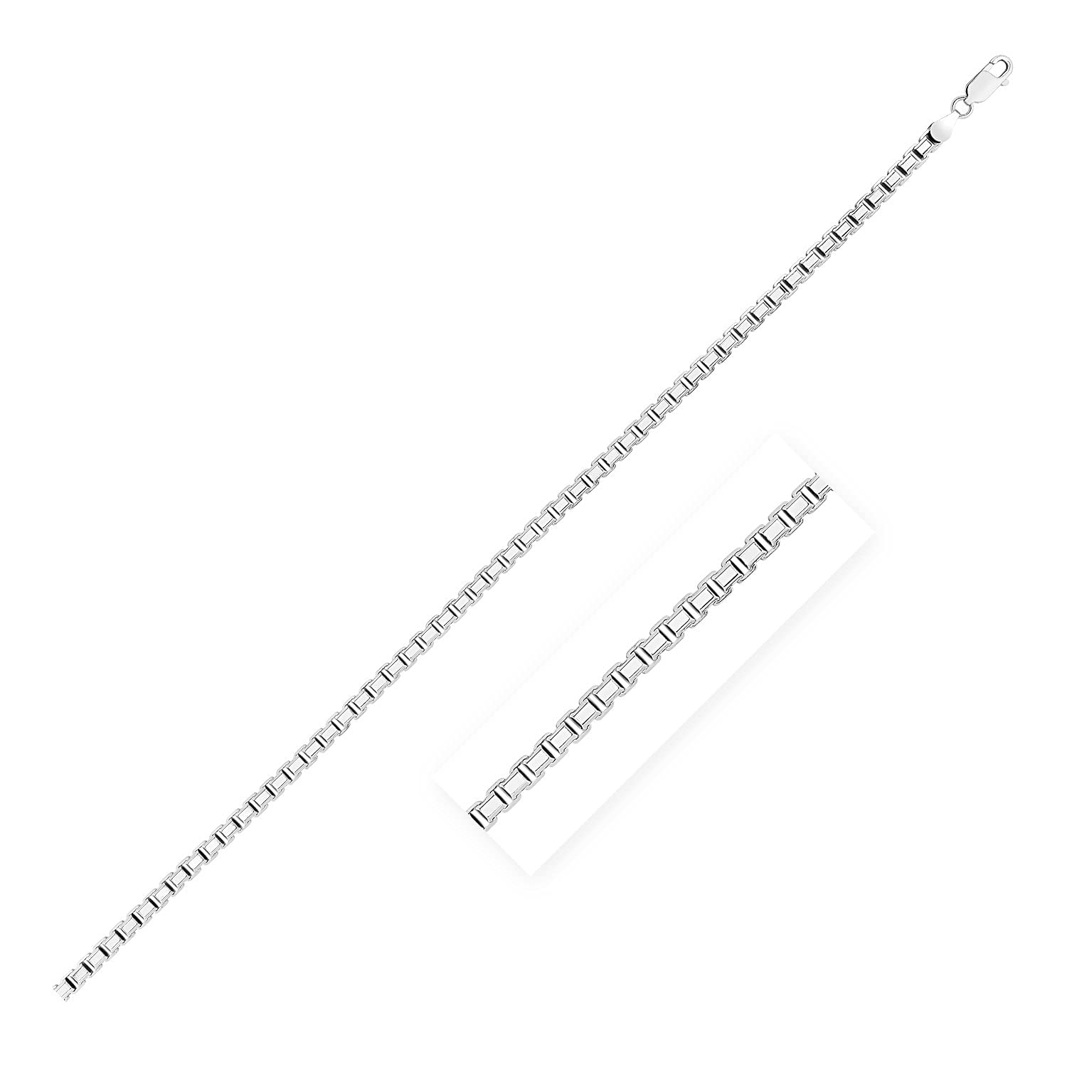 Rhodium Plated Sterling Silver Octagonal Box Chain Necklace - 3.7mm Women's Fine Jewelry for Everyday Wear, Gifts & Special Occasions