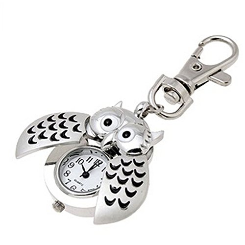 Stylish Silver Women's Quartz Watch with Owl Design - Elegant Key Metal Mini Ring Timepiece for Daily Wear, Office & Casual Outfits