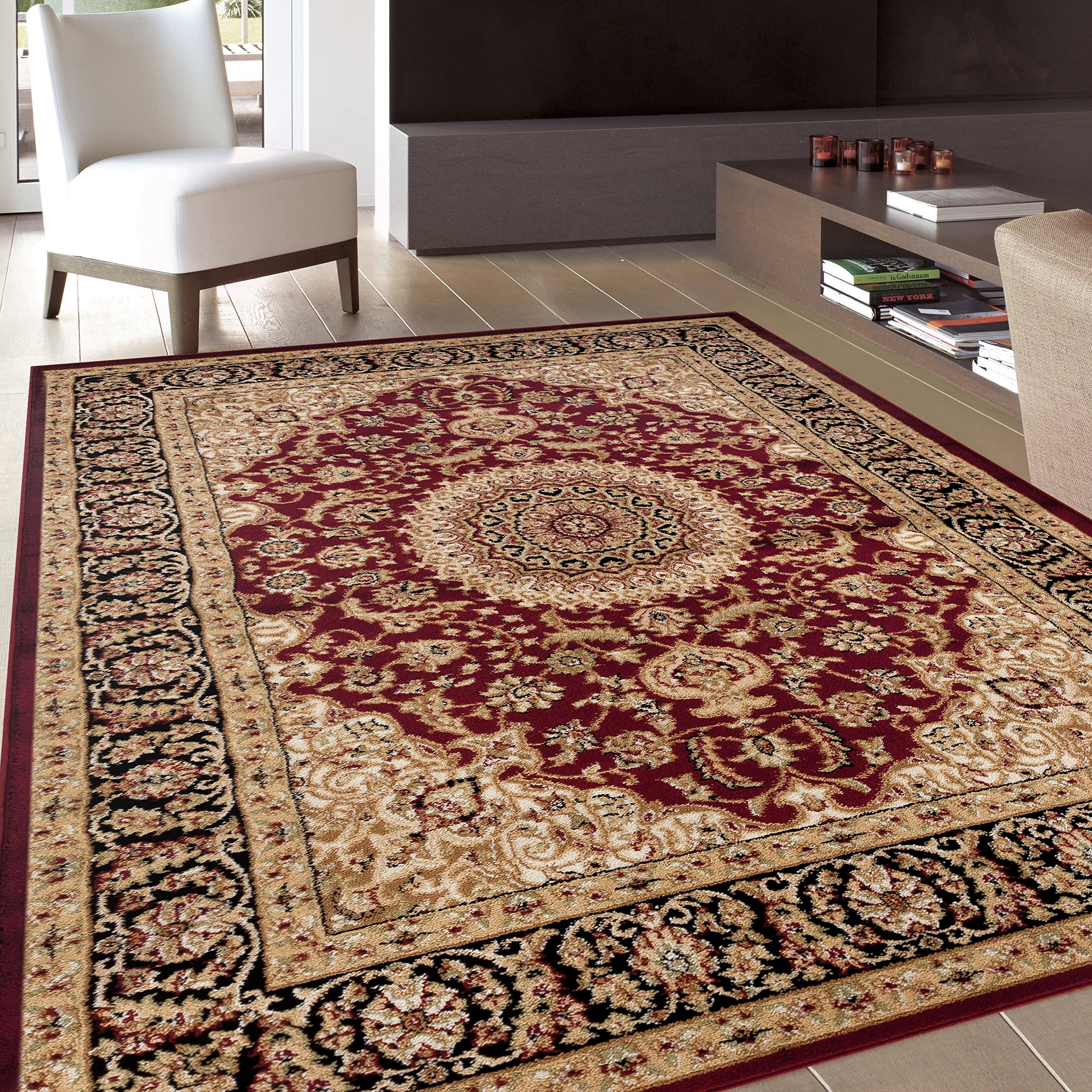 Traditional Oriental Medallion Design Area Rug 3'3