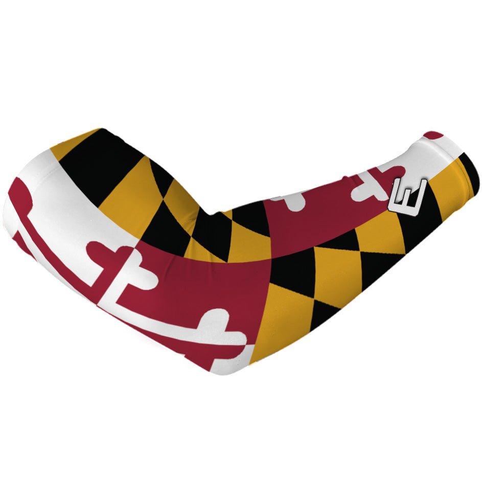 Maryland Flag Arm Sleeve Compression Sleeves - Moisture Wicking UV Protection for Running, Cycling, Basketball & Outdoor Sports