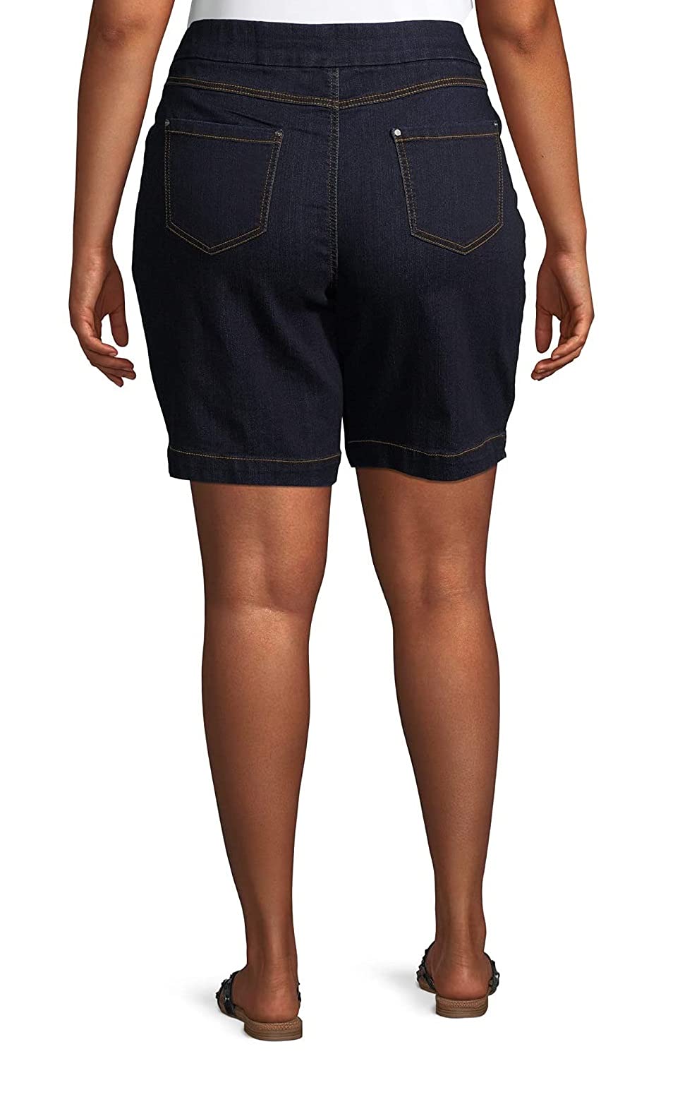 Jack David Women's Plus Size Stretch Denim Shorts - Blue Black Washed High Waist Comfort Fit for Casual Wear & Summer Outfits