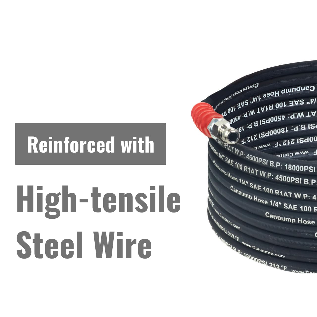 1/4 Inch High Pressure Hot Water Wire-Braided Power Washer Hose - 4500 PSI, Quick Connect, 30 Feet - Perfect for Heavy-Duty Cleaning, Car Washing & Industrial Use