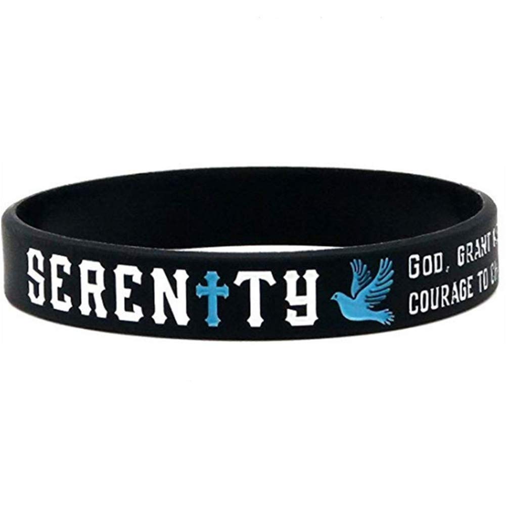 Serenity Prayer Bracelet - Bible Verse Silicone Wristband for Men & Women - Christian Gift for Baptism, Birthday & Daily Wear