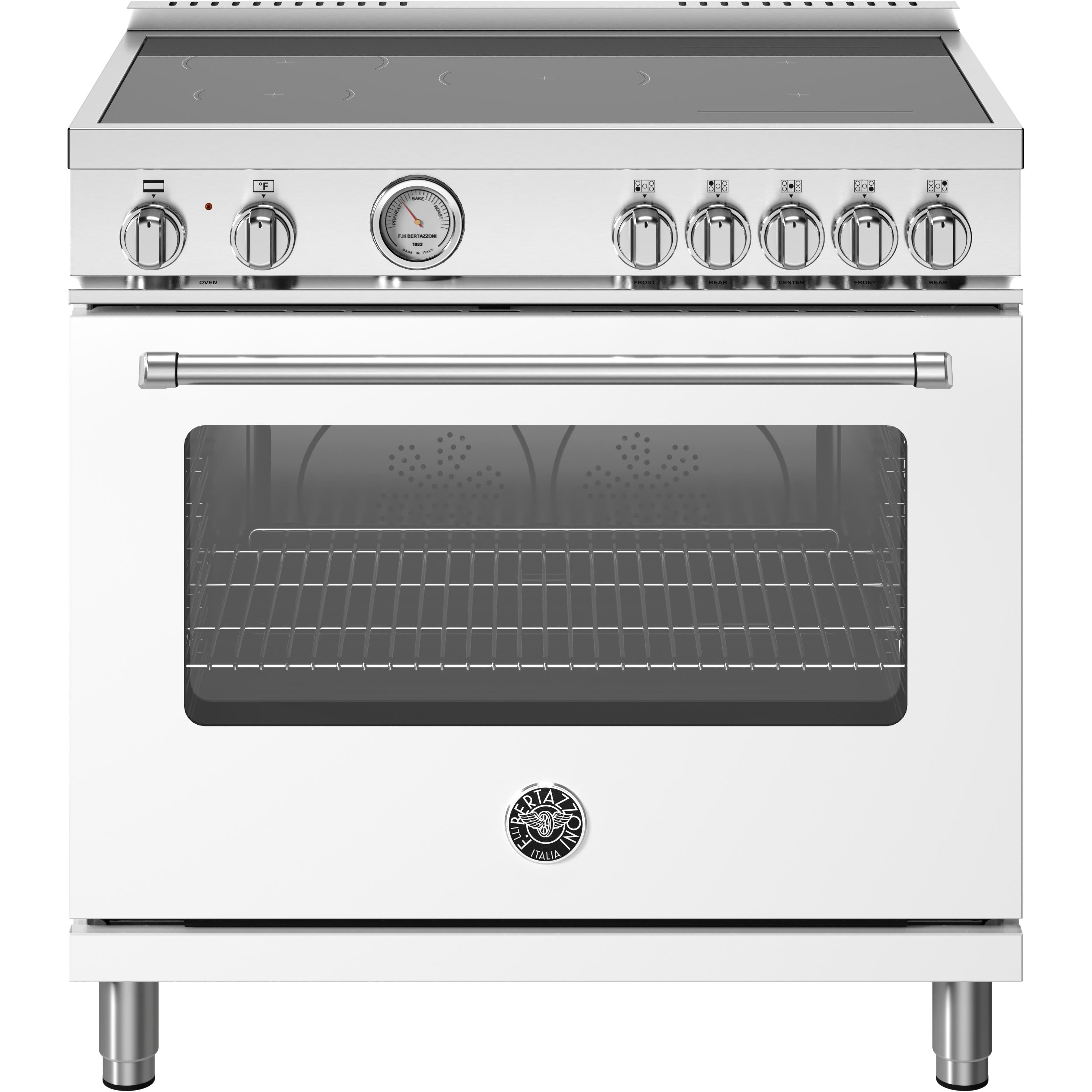 Bertazzoni 36 Inch Freestanding Induction Range - MAS365INMBIV | Professional Italian Stainless Steel Cooktop with 5 Burners & Oven | Perfect for Home Chefs & Modern Kitchens