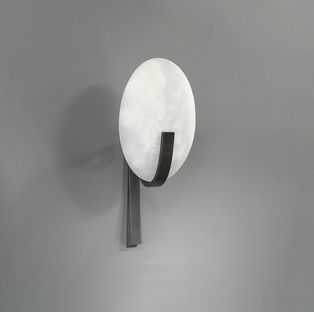 Alice Alabaster Plug-in Wall Lamp - Elegant Plug-in Sconce for Bedroom, Living Room & Hallway Lighting - Perfect for Ambient and Accent Lighting