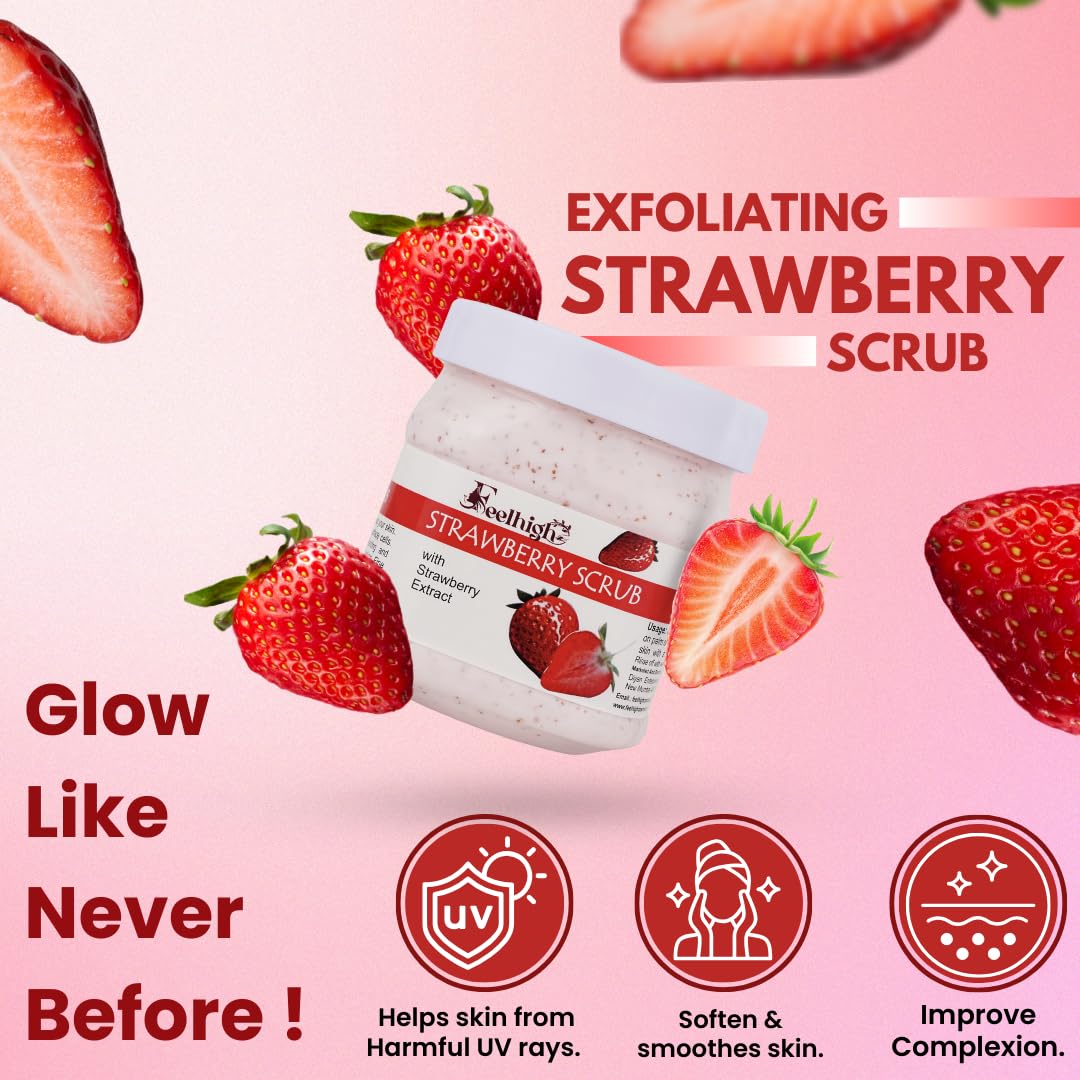 Charcoal & Strawberry Deep Cleansing Face Scrub Combo - 500ml Each with Activated Charcoal, Black Sugar & Strawberry Extract - Exfoliating Facial Kit for Men & Women - Perfect for Acne-Prone Skin & Blackhead Removal