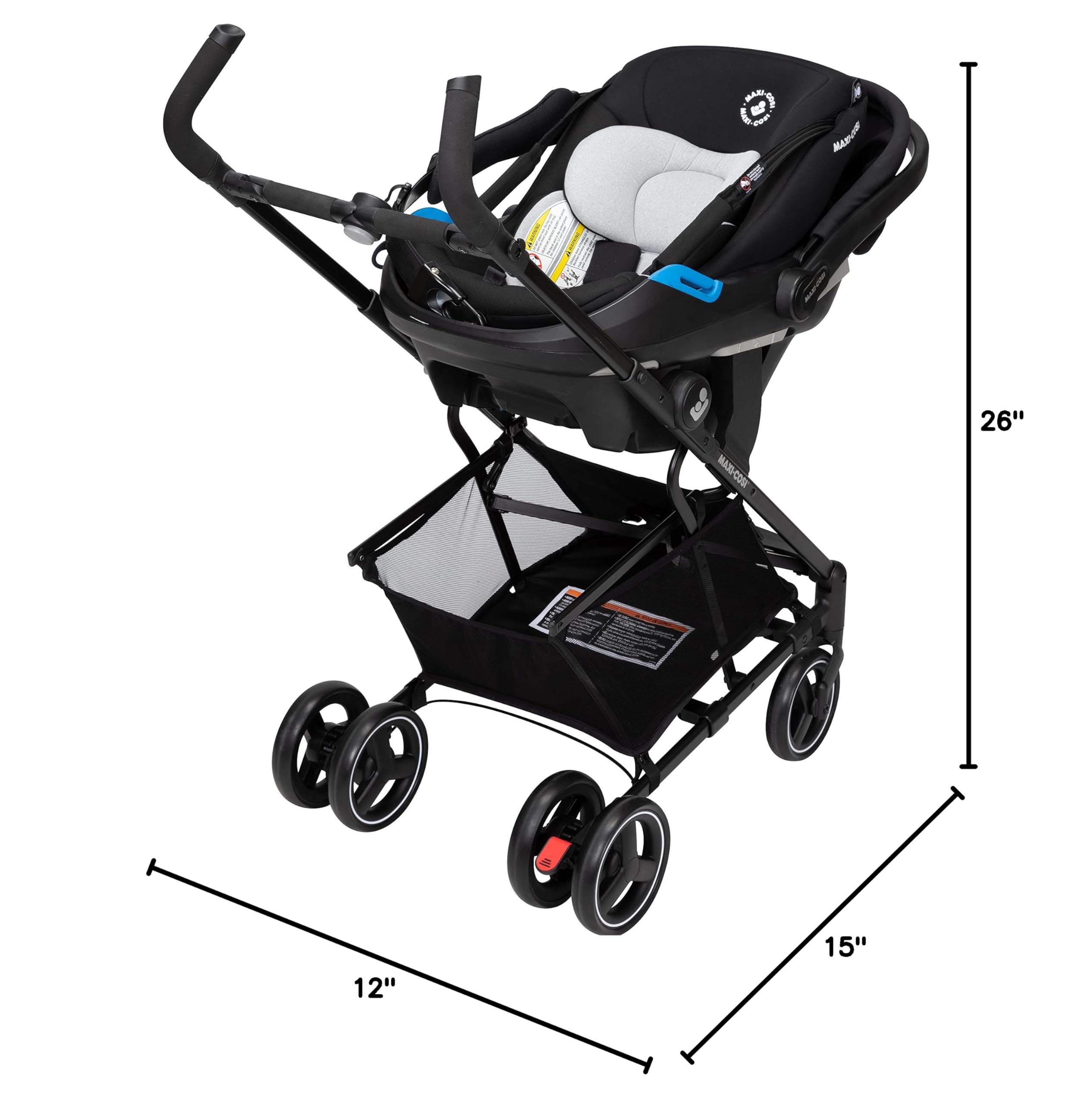 Maxi-Cosi Maxi-Taxi Xt Baby Stroller & Car Seat Caddy - Ultra Compact Travel System with Large Storage Basket, Black | Perfect for Newborns, Travel, Shopping & Everyday Use