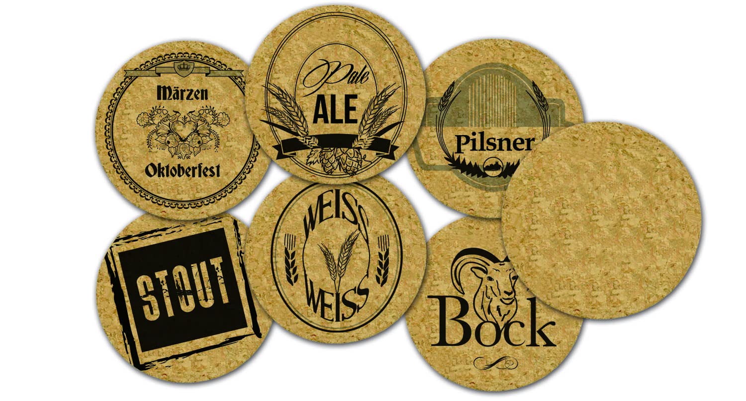 Premium Beer Cork Coasters Set of 6 - Natural Wine Bottle Cork Drink Coasters for Bar, Pub & Home Decor - Absorbent & Durable Table Protectors for Coffee, Beer & Cocktails