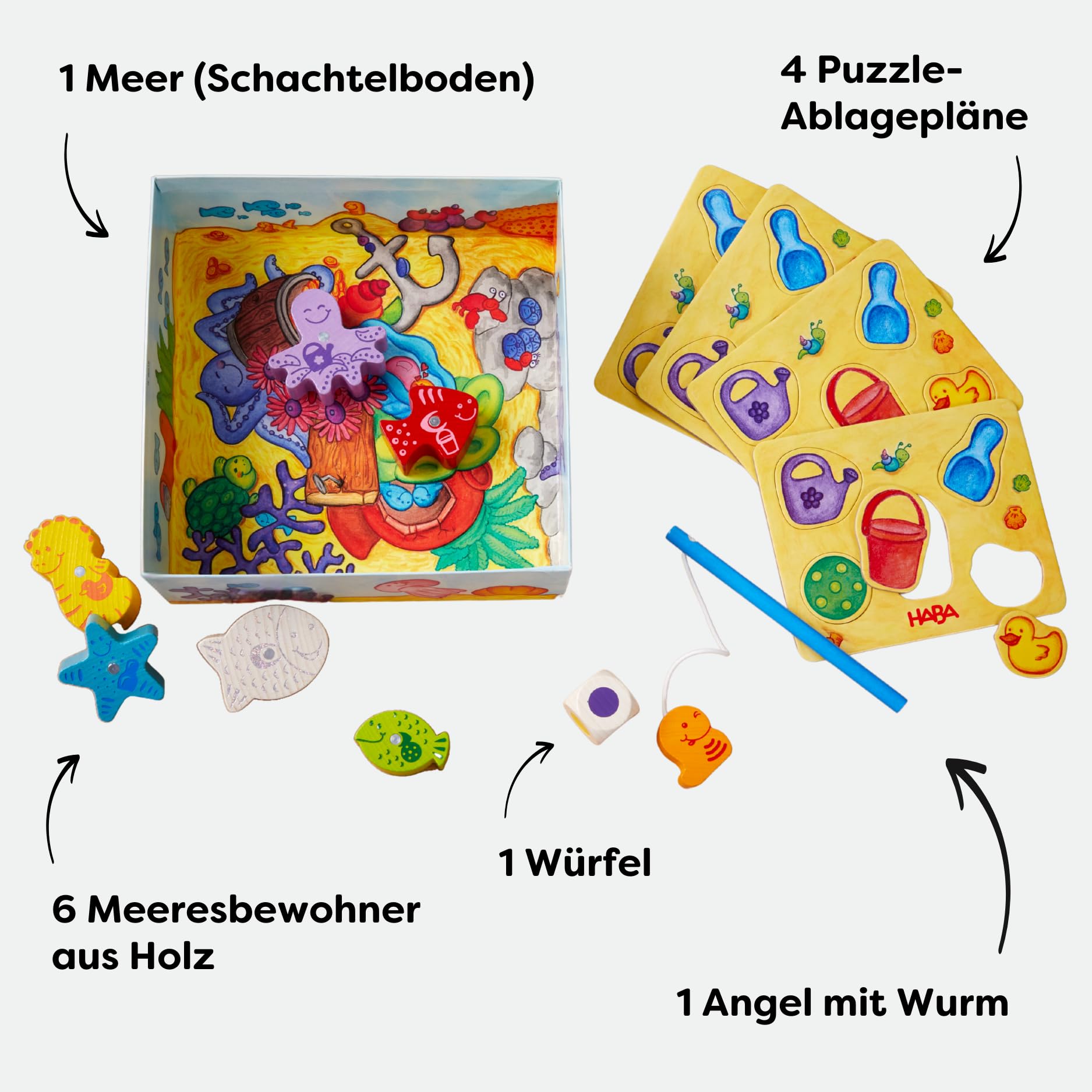 HABA Magnetic Fishing Game for Toddlers - Educational Learning & Preschool Toys for Kids Ages 2-5 | Fun First Games with Wooden Fish | German Made Early Childhood Development Toy for Fine Motor Skills | Perfect for Birthday Gifts, Classroom Activities & Family Game Night