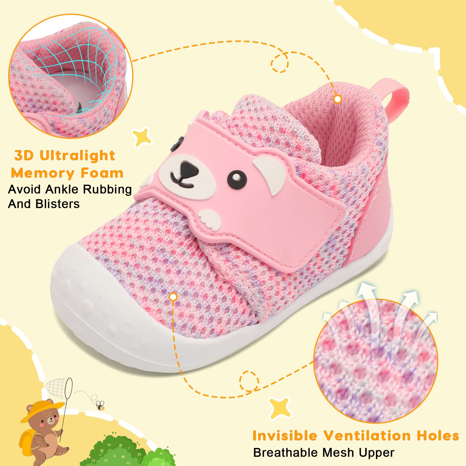 **FEETCITY Baby Walking Shoes – Wide Toddler Sneakers for Boys & Girls | Breathable Barefoot Slip-On Shoes for Infants | Perfect for Indoor Play, Outdoor Walks & First Steps**