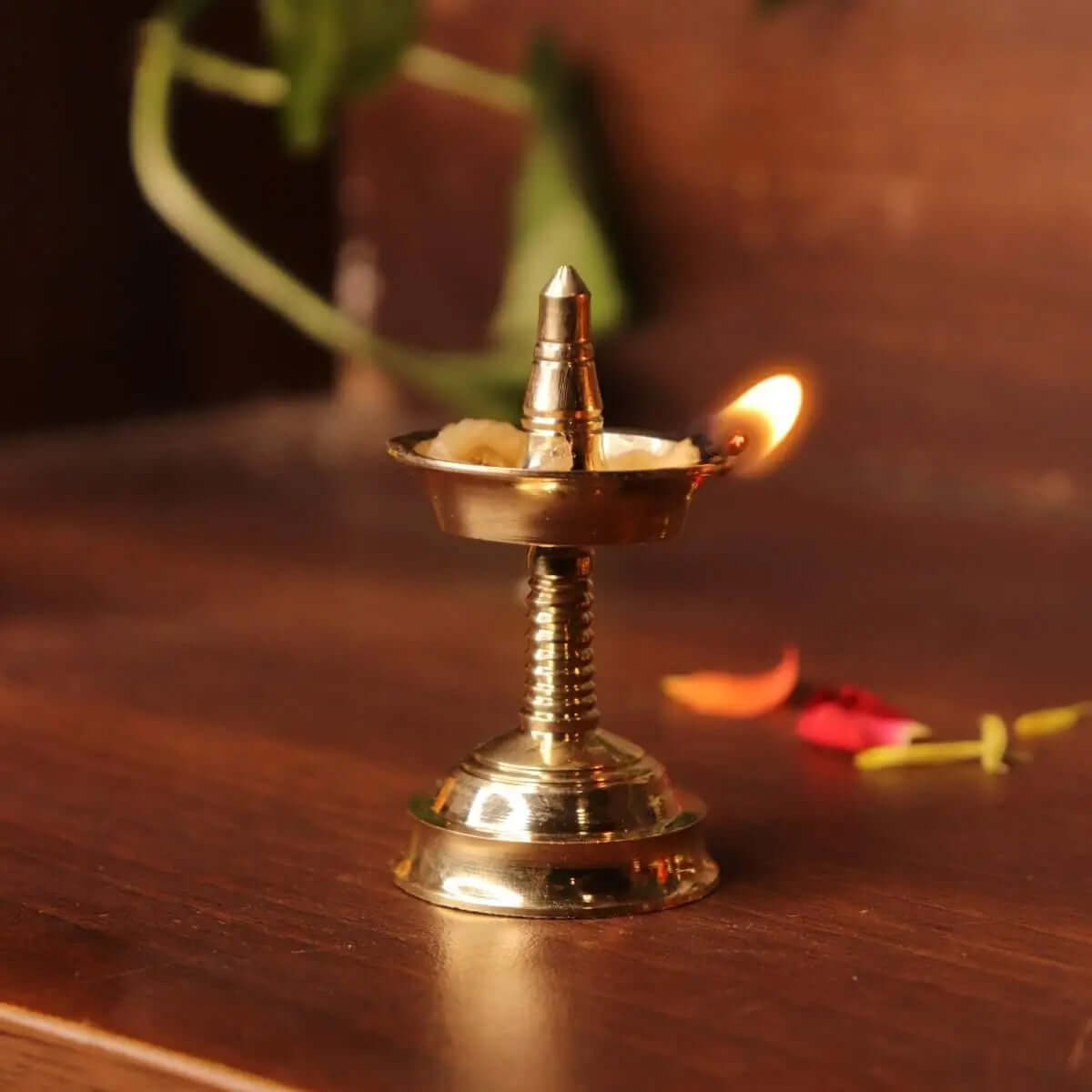 Handcrafted Brass Mini Kerala Deepam Set of 4 - Traditional Indian Oil Lamps for Home Decor, Pooja, and Meditation Spaces