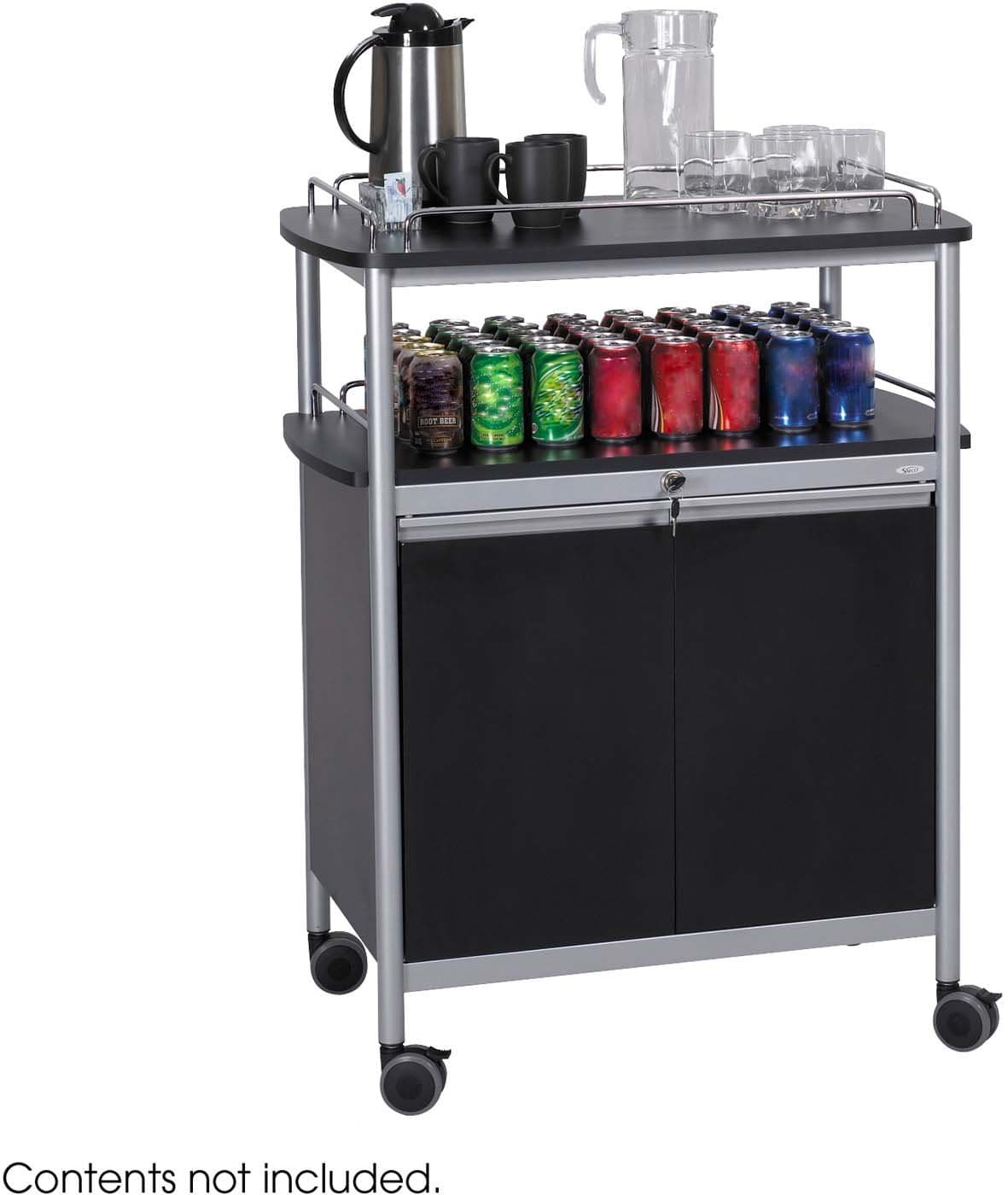 Premium Black Mobile Beverage Cart for Hospitality - Rolling Drink Service Cart with Wheels [8964BL] - Perfect for Hotels, Restaurants, and Event Catering