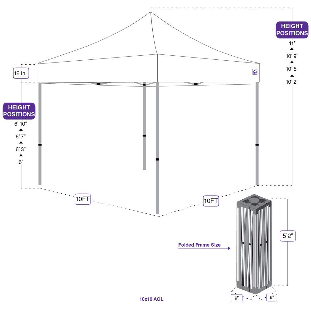 10' x 10' Instant Pop Up Canopy Tent with Aluminum Frame - Waterproof Outdoor Shelter with Sidewalls, Weight Bags & Carry Case - Perfect for Backyard Parties, Beach Outings, Camping & Tailgating (Royal Blue)