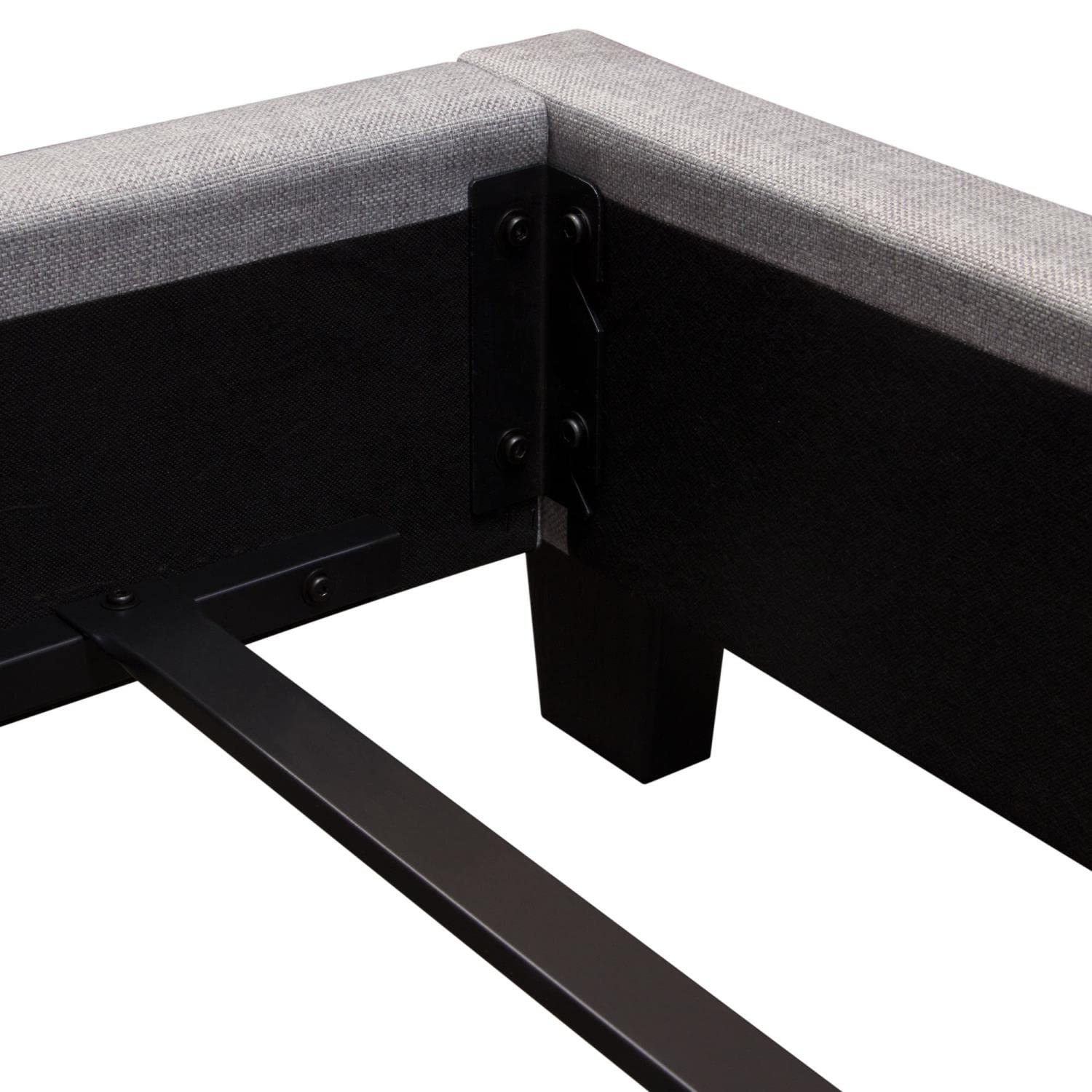 Luxury Diamond Tufted Wingback Bed Frame - Light Gray Upholstered Eastern King Size (93