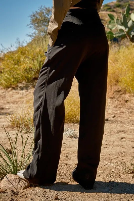 High Waist Front Pleat Wide Leg Pants for Women - Comfortable Office & Casual Trousers - Perfect for Work, Travel & Everyday Wear