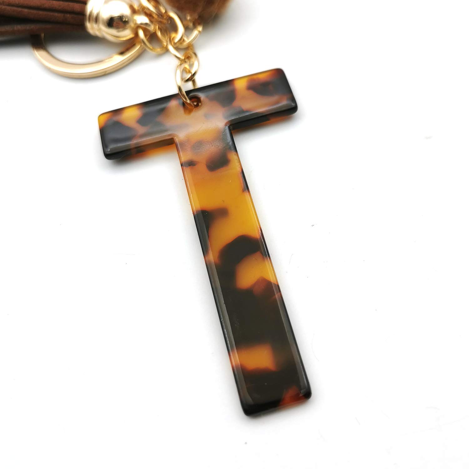Leopard Print Alphabet Initial Letter Keychain with Tassel Pendant - Personalized Key Ring for Women & Girls - Perfect for Purse, Handbag, Backpack & Gift Giving